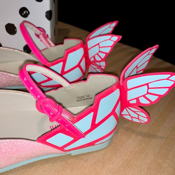 SOLD!! Sophia Webster Girls Mini Chiara Bellet Flats in Pink Glitter Sz 32 - Picture 4 of 11
